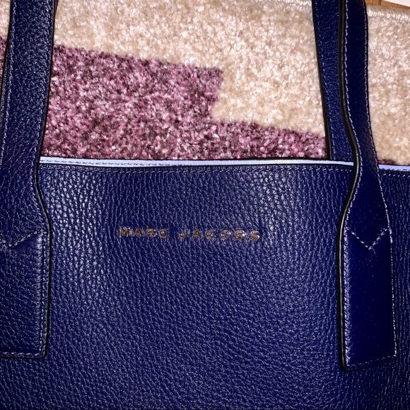Marc Jacobs Wingman Leather Navy Blue Rectangle Tote - Picture 8 of 9
